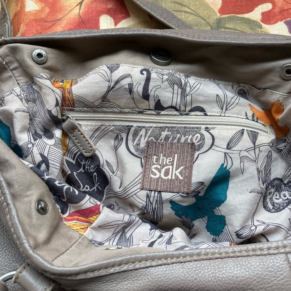 THE SAK Taupe Brown Leather Hobo Handbag - Picture 6 of 6